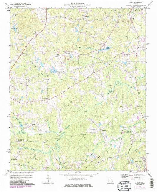 Classic USGS Nebo Georgia 7.5'x7.5' Topo Map Image
