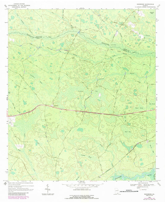 Classic USGS Needmore Georgia 7.5'x7.5' Topo Map Image