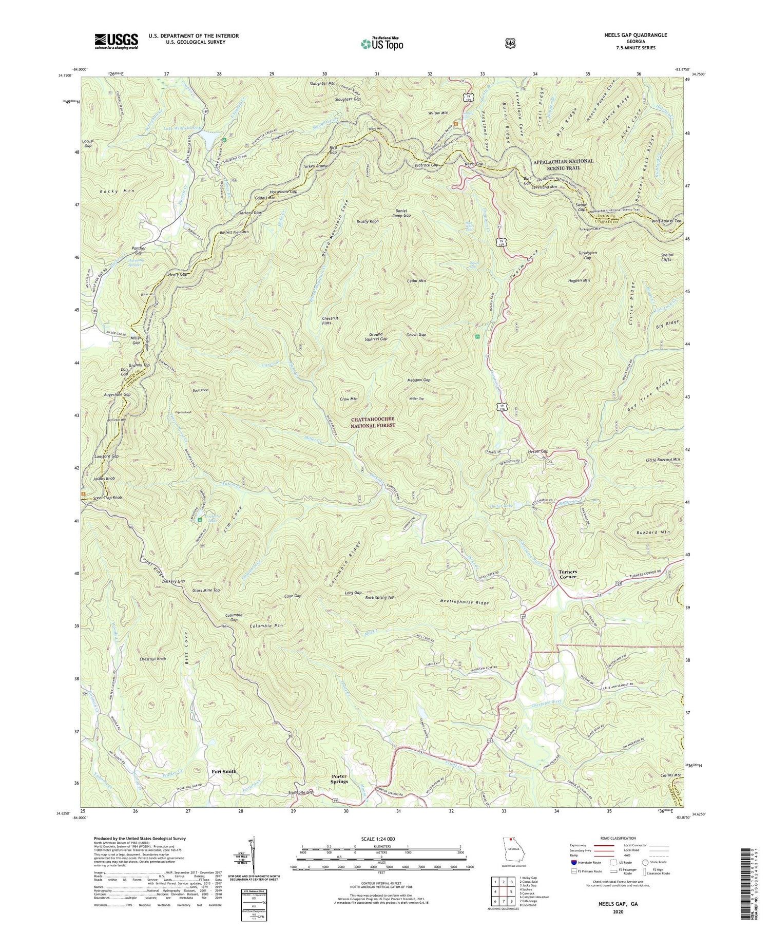 Neels Gap Georgia US Topo Map Image