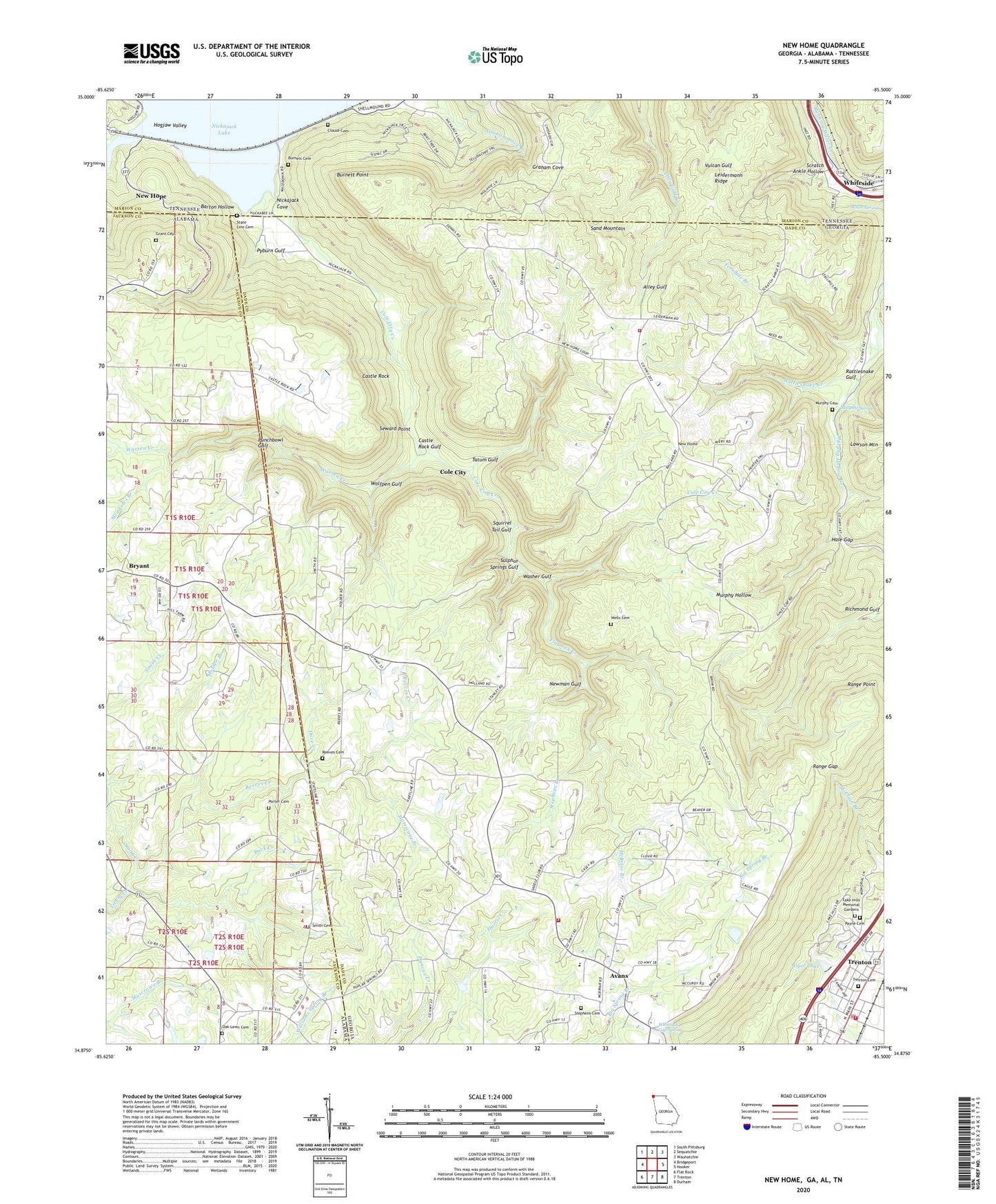 New Home Georgia US Topo Map Image