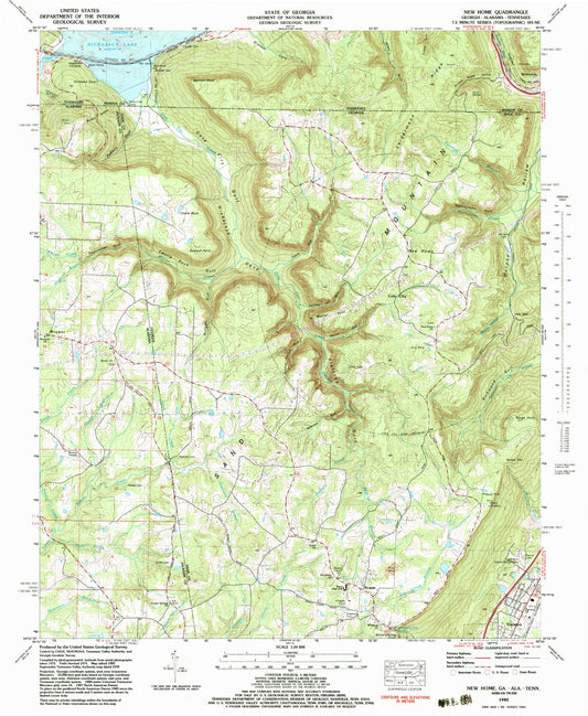 Classic USGS New Home Georgia 7.5'x7.5' Topo Map Image
