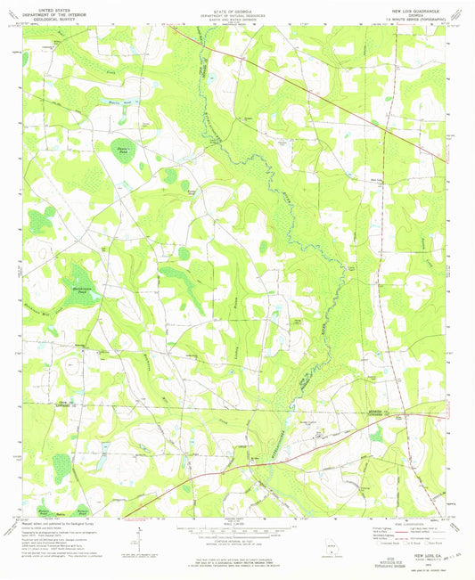 Classic USGS New Lois Georgia 7.5'x7.5' Topo Map Image