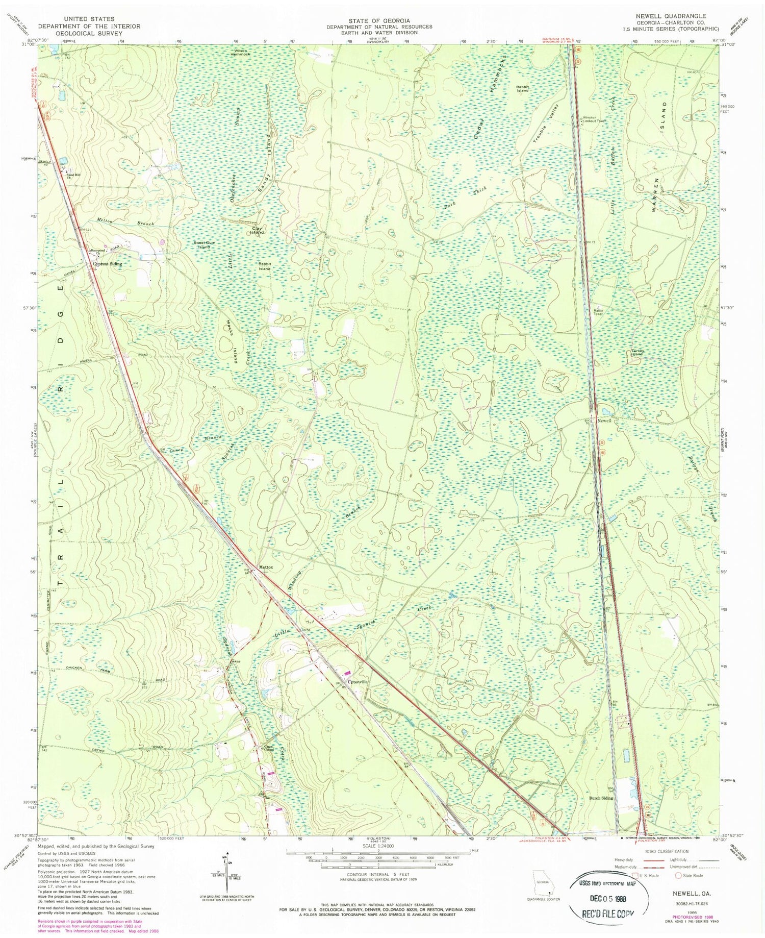 Classic USGS Newell Georgia 7.5'x7.5' Topo Map Image