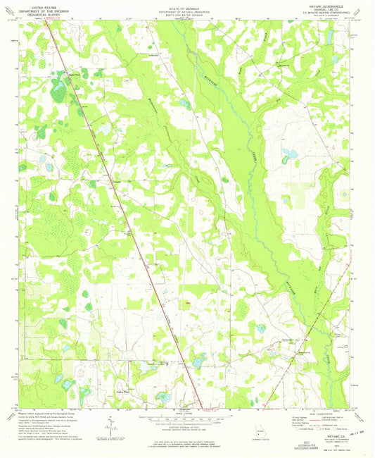 Classic USGS Neyami Georgia 7.5'x7.5' Topo Map Image
