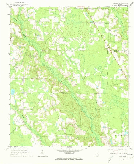 Classic USGS Nicholls NE Georgia 7.5'x7.5' Topo Map Image