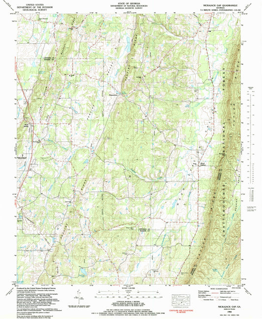 Classic USGS Nickajack Gap Georgia 7.5'x7.5' Topo Map Image