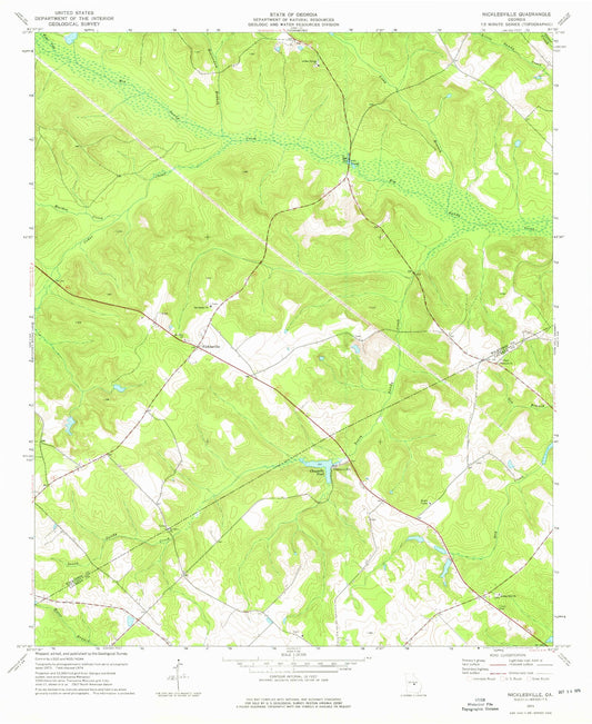 Classic USGS Nicklesville Georgia 7.5'x7.5' Topo Map Image