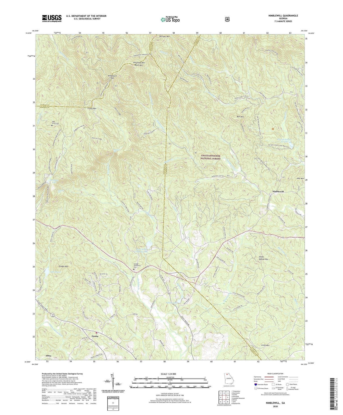 Nimblewill Georgia US Topo Map Image