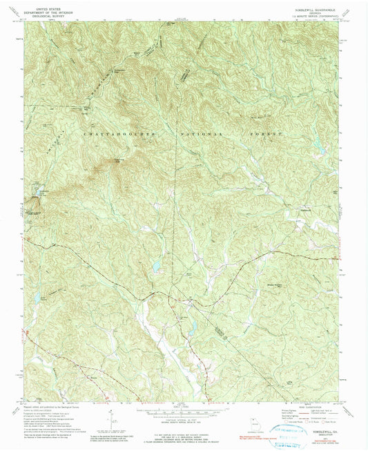 USGS Classic Nimblewill Georgia 7.5'x7.5' Topo Map Image