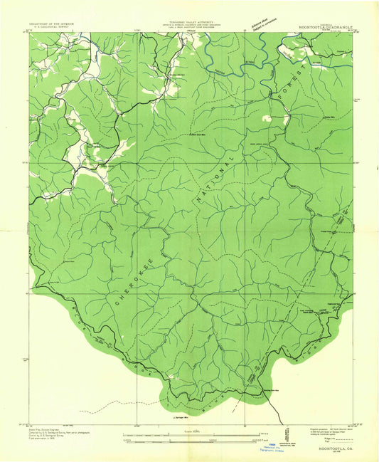 USGS Classic Noontootla Georgia 7.5'x7.5' Topo Map Image