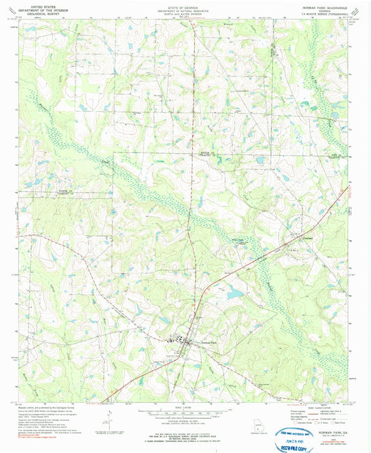 Classic USGS Norman Park Georgia 7.5'x7.5' Topo Map Image