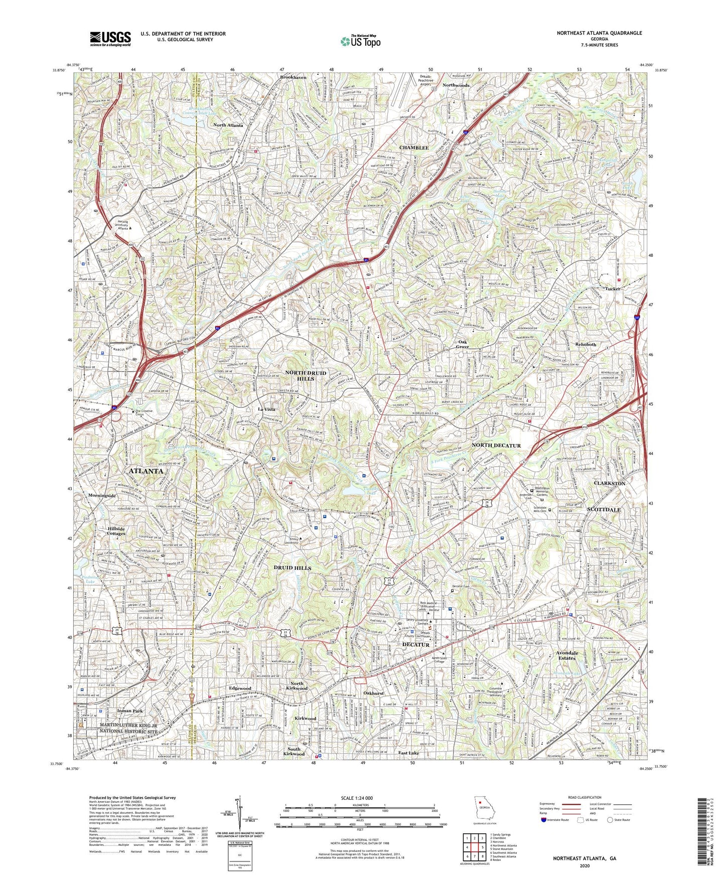 Northeast Atlanta Georgia US Topo Map Image