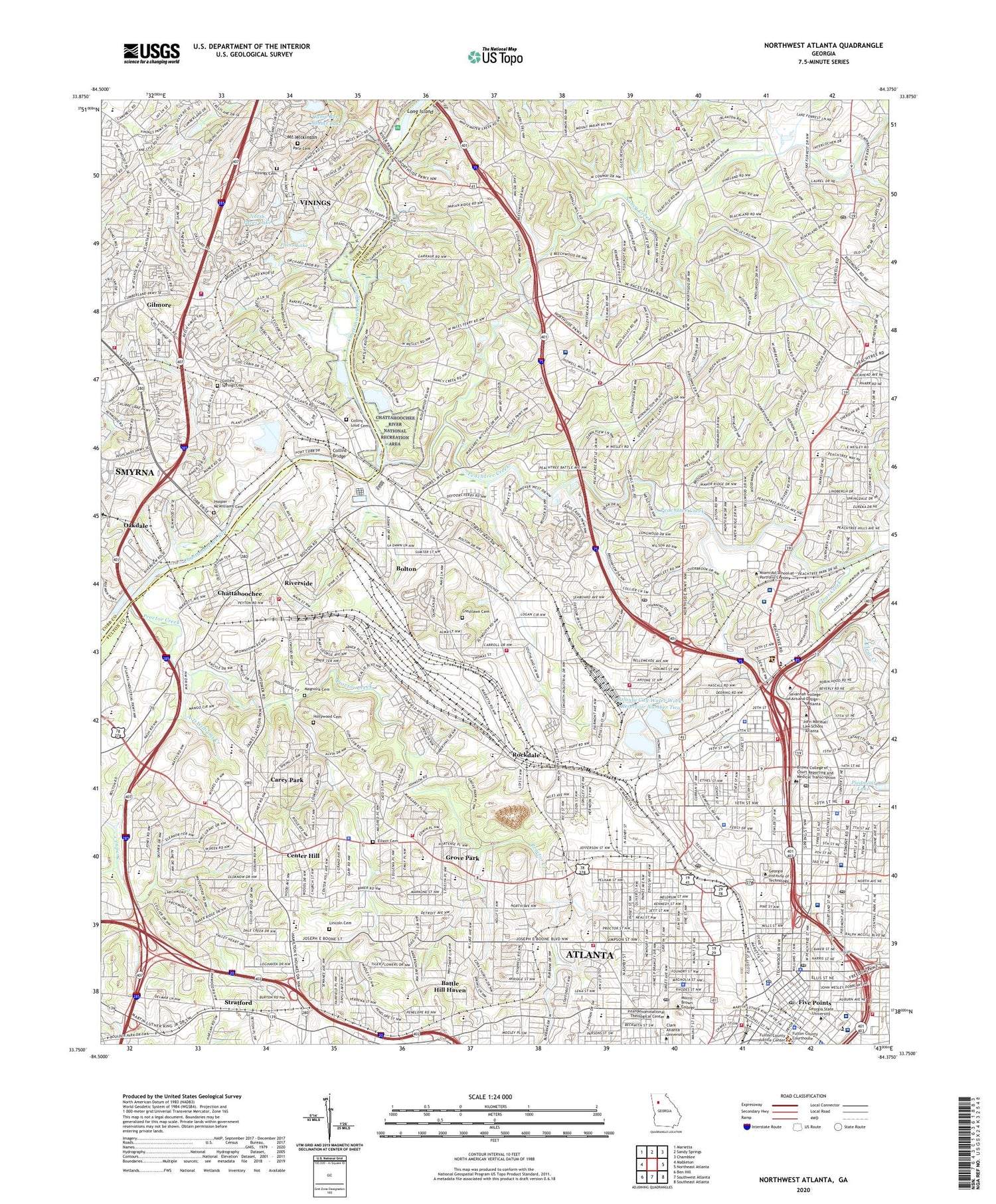 Northwest Atlanta Georgia US Topo Map Image