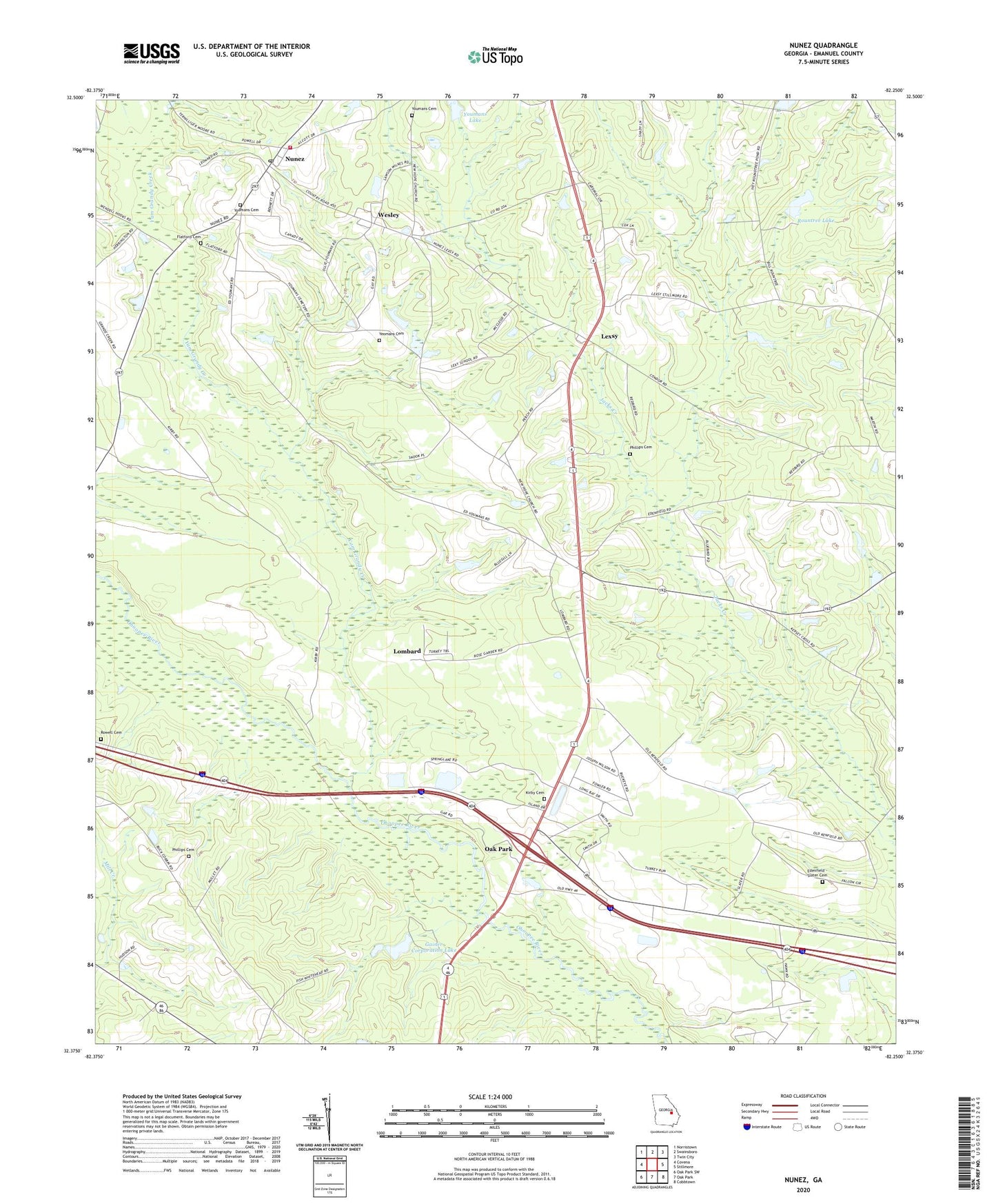 Nunez Georgia US Topo Map Image