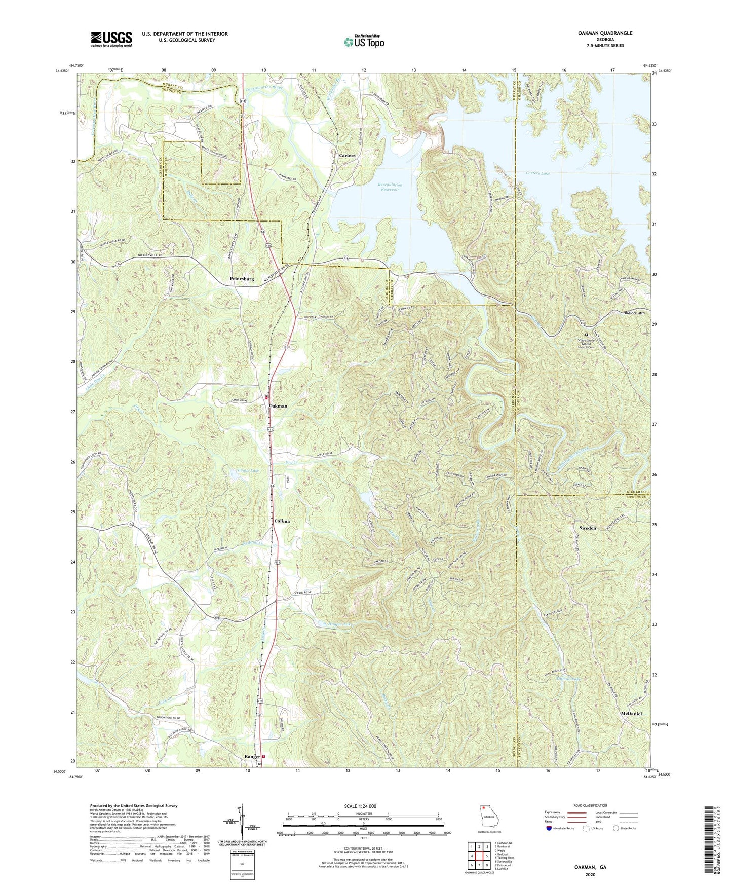 Oakman Georgia US Topo Map Image