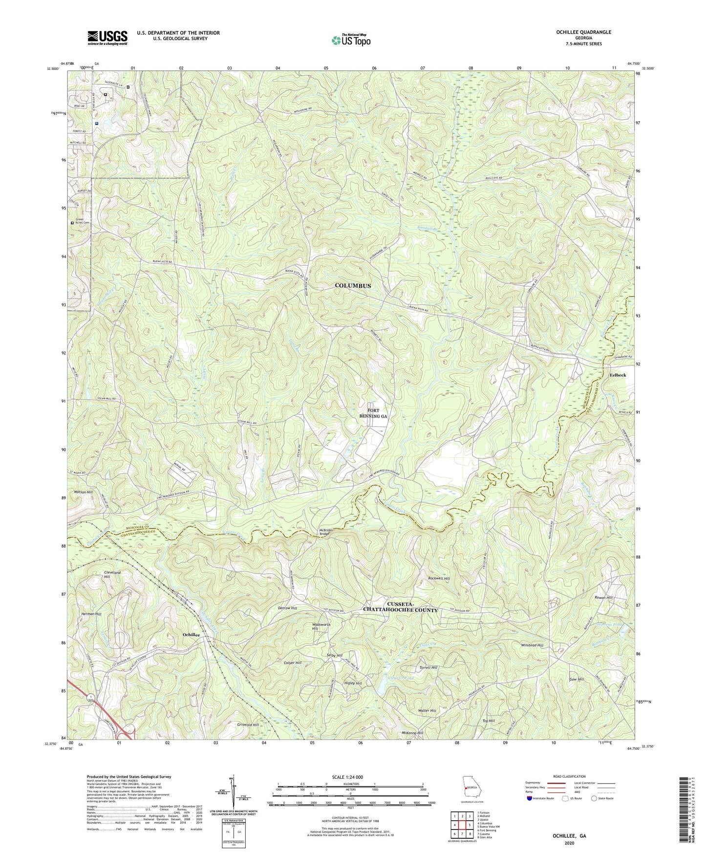 Ochillee Georgia US Topo Map Image