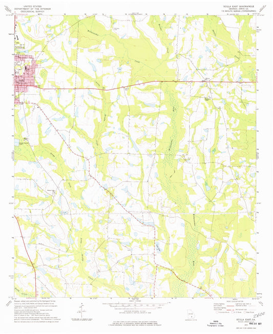 Classic USGS Ocilla East Georgia 7.5'x7.5' Topo Map Image