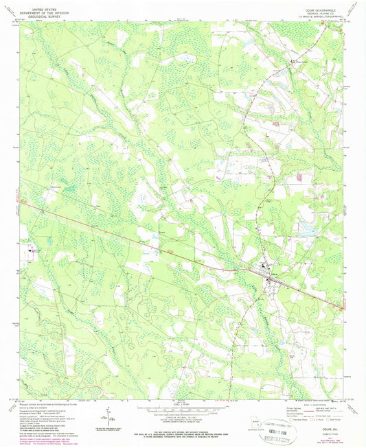 Classic USGS Odum Georgia 7.5'x7.5' Topo Map Image