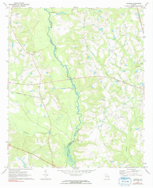 Classic USGS Ohoopee Georgia 7.5'x7.5' Topo Map Image