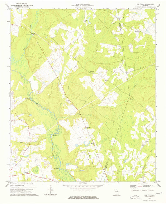 Classic USGS Old Town Georgia 7.5'x7.5' Topo Map Image