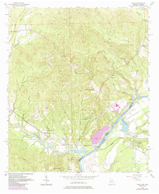 Classic USGS Omaha Georgia 7.5'x7.5' Topo Map Image