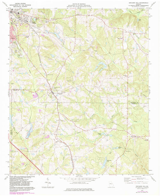 Classic USGS Orchard Hill Georgia 7.5'x7.5' Topo Map Image