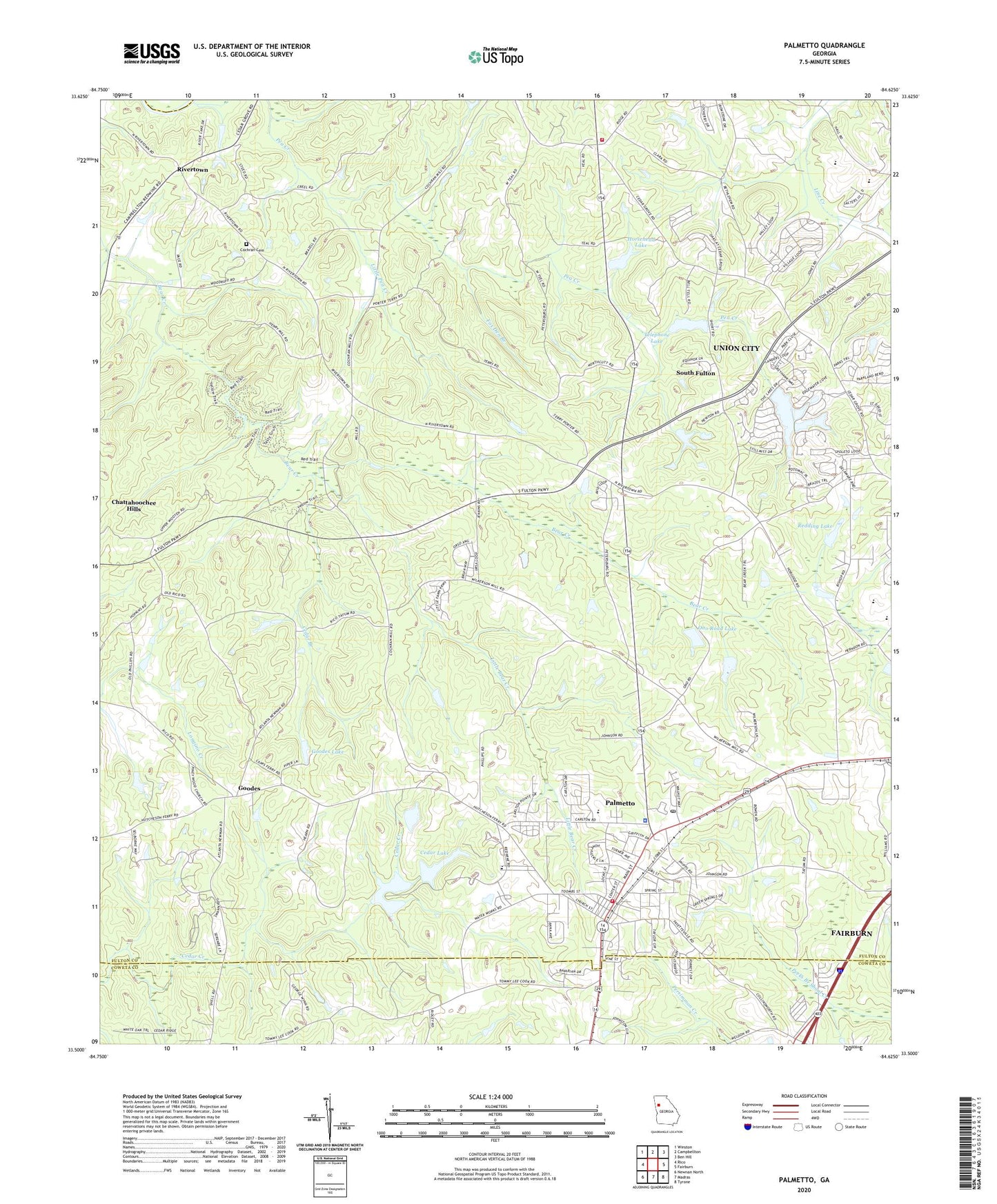 Palmetto Georgia US Topo Map Image
