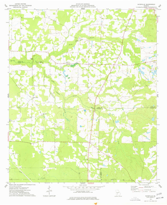 Classic USGS Pateville Georgia 7.5'x7.5' Topo Map Image