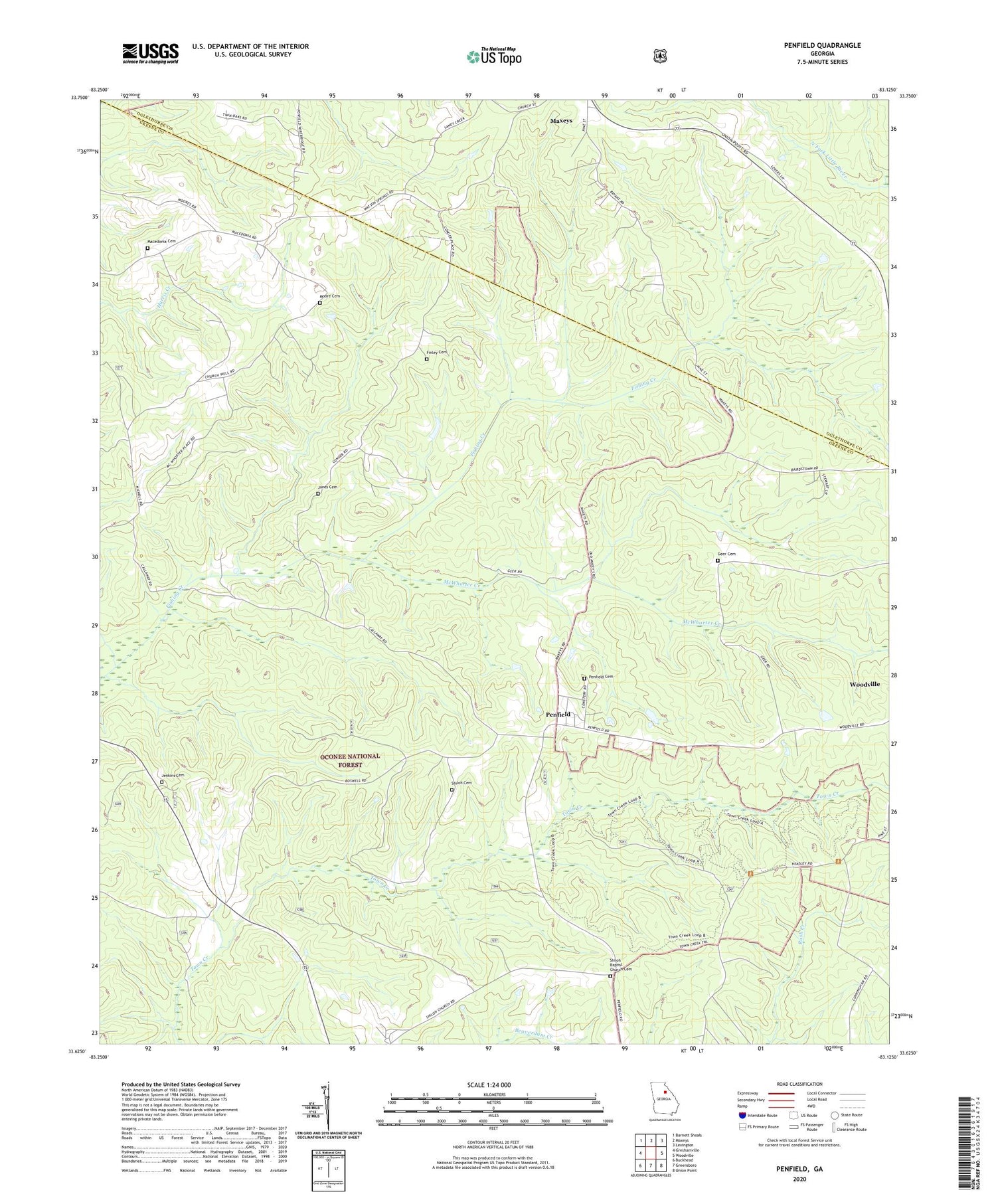Penfield Georgia US Topo Map Image