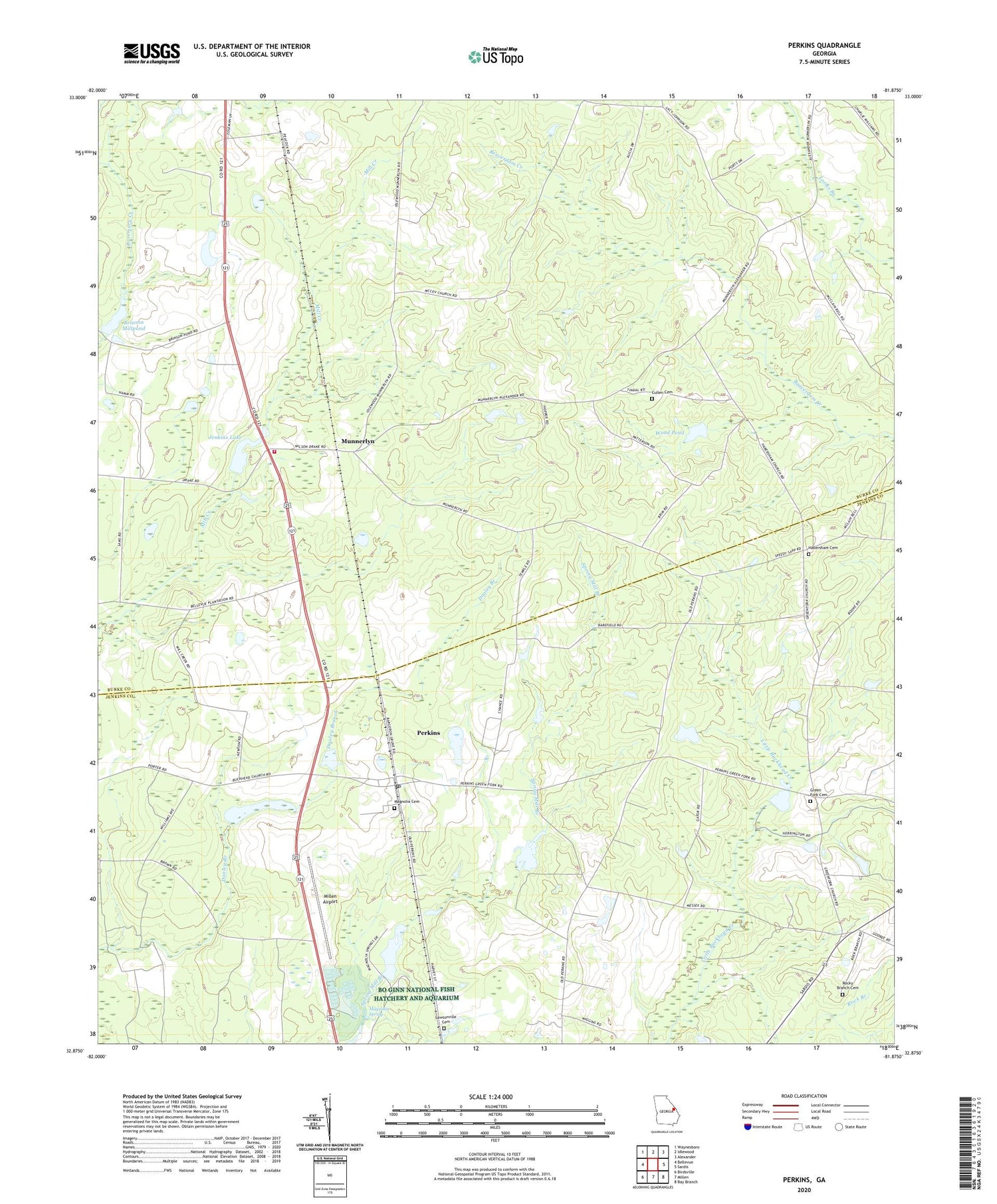 Perkins Georgia US Topo Map Image