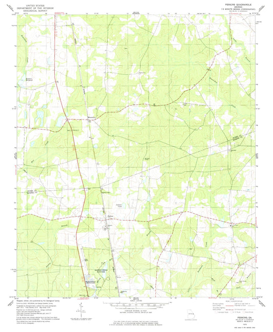 Classic USGS Perkins Georgia 7.5'x7.5' Topo Map Image