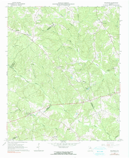Classic USGS Philomath Georgia 7.5'x7.5' Topo Map Image