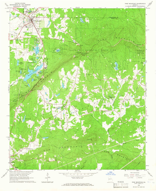 Classic USGS Pine Mountain Georgia 7.5'x7.5' Topo Map Image