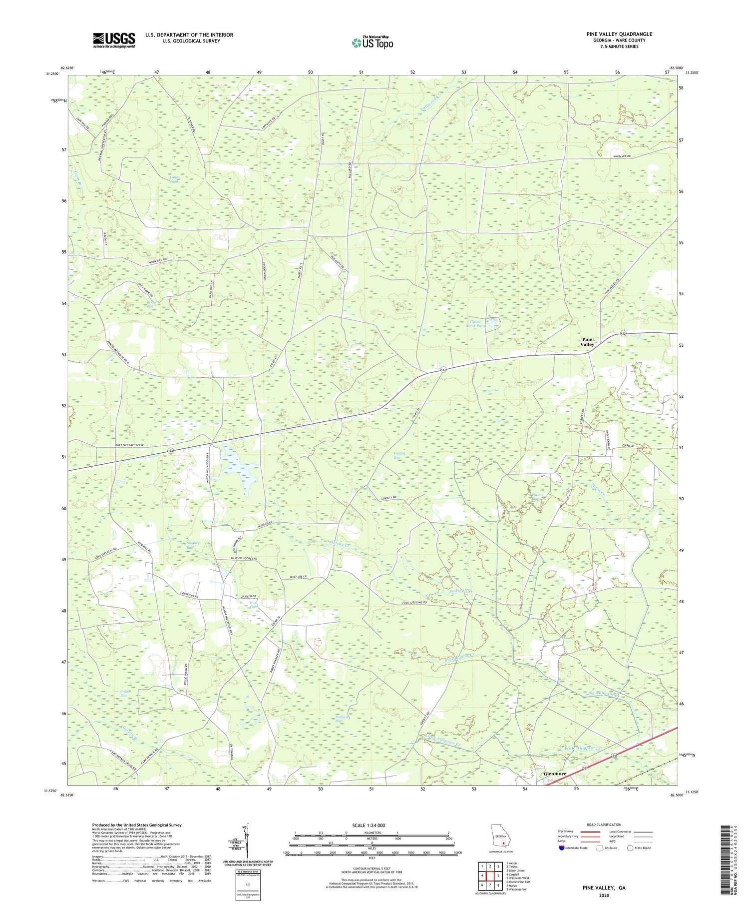 Pine Valley Georgia US Topo Map Image