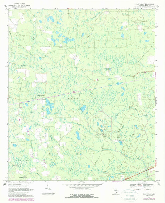 Classic USGS Pine Valley Georgia 7.5'x7.5' Topo Map Image