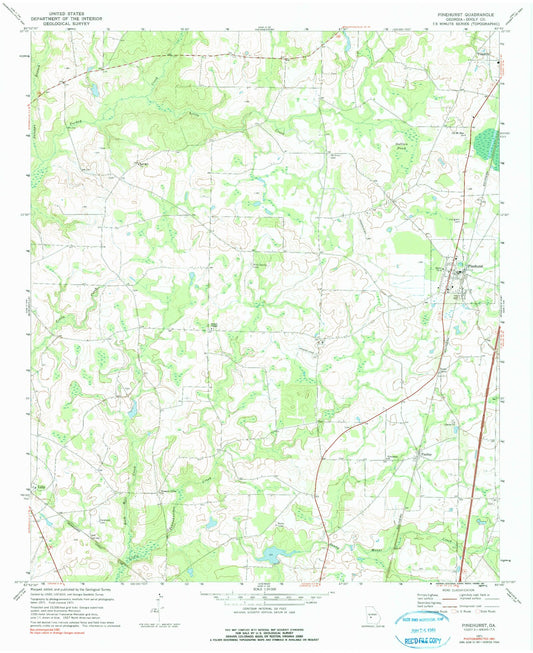 Classic USGS Pinehurst Georgia 7.5'x7.5' Topo Map Image