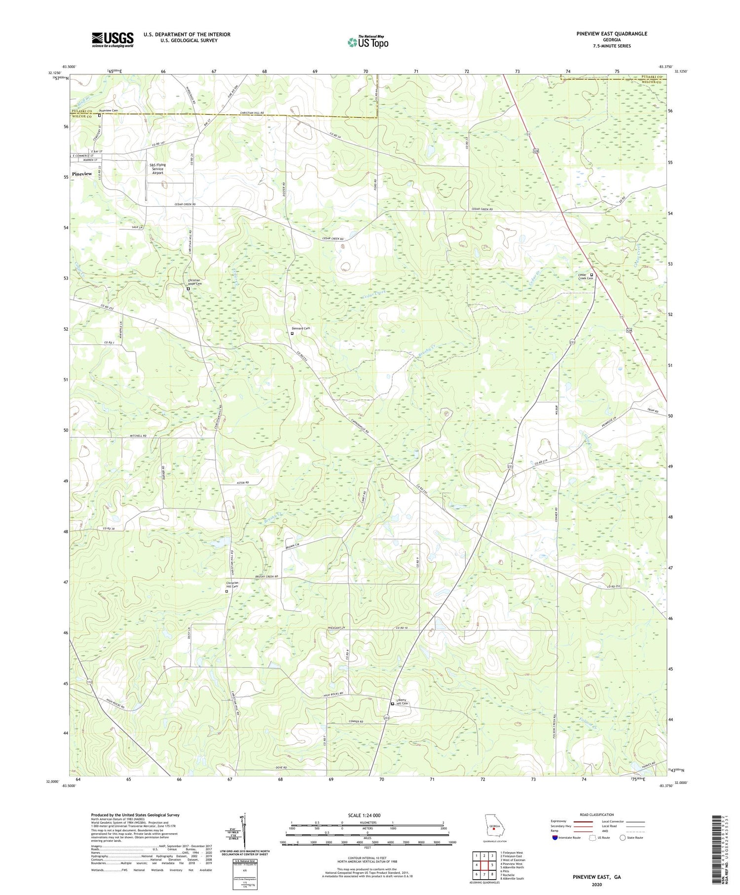 Pineview East Georgia US Topo Map Image