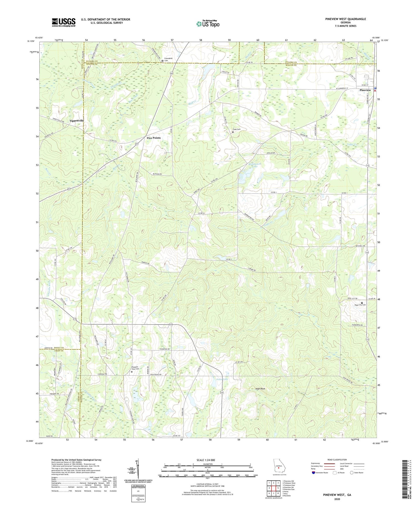 Pineview West Georgia US Topo Map Image
