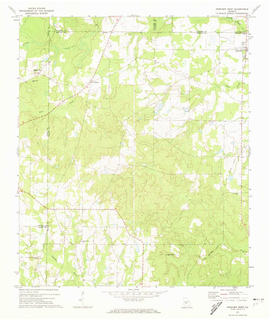 Classic USGS Pineview West Georgia 7.5'x7.5' Topo Map Image