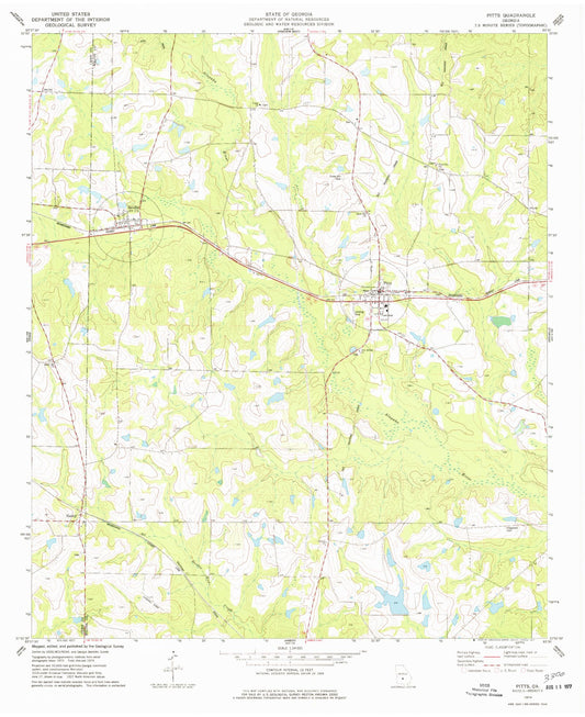 Classic USGS Pitts Georgia 7.5'x7.5' Topo Map Image