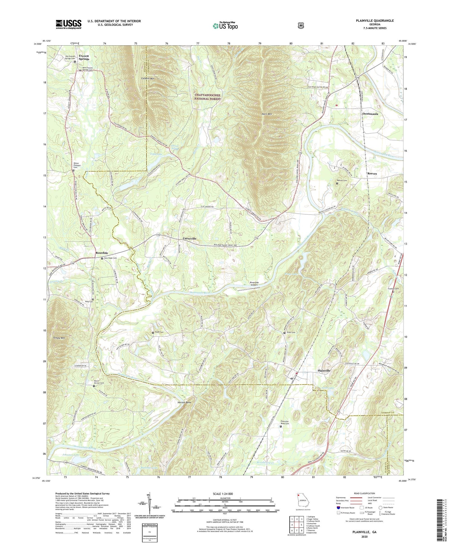 Plainville Georgia US Topo Map Image
