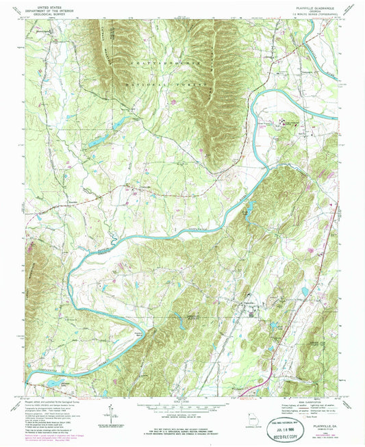 Classic USGS Plainville Georgia 7.5'x7.5' Topo Map Image