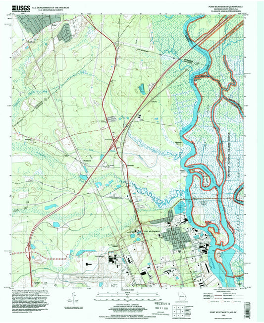 Classic USGS Port Wentworth Georgia 7.5'x7.5' Topo Map Image