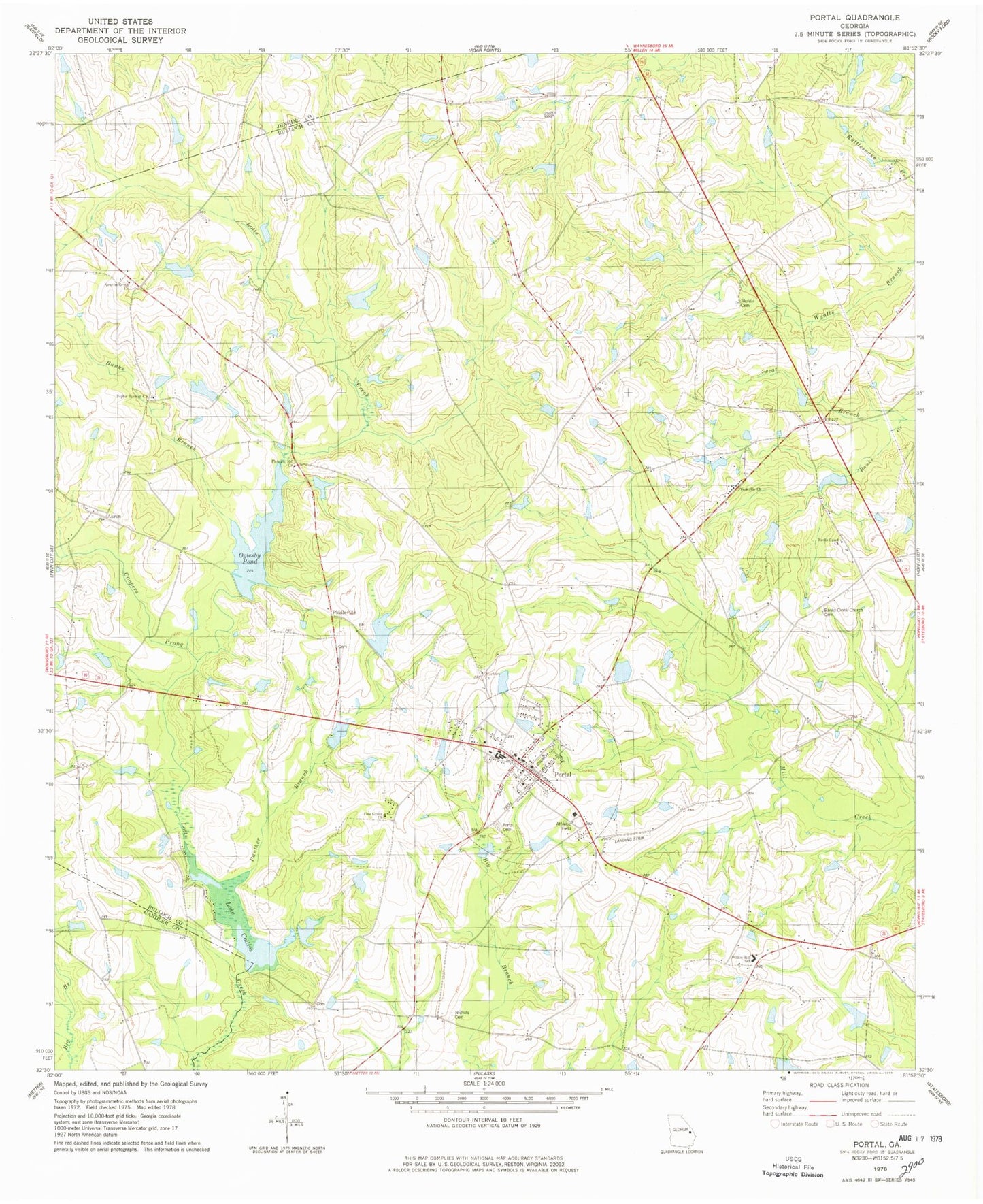 Classic USGS Portal Georgia 7.5'x7.5' Topo Map Image