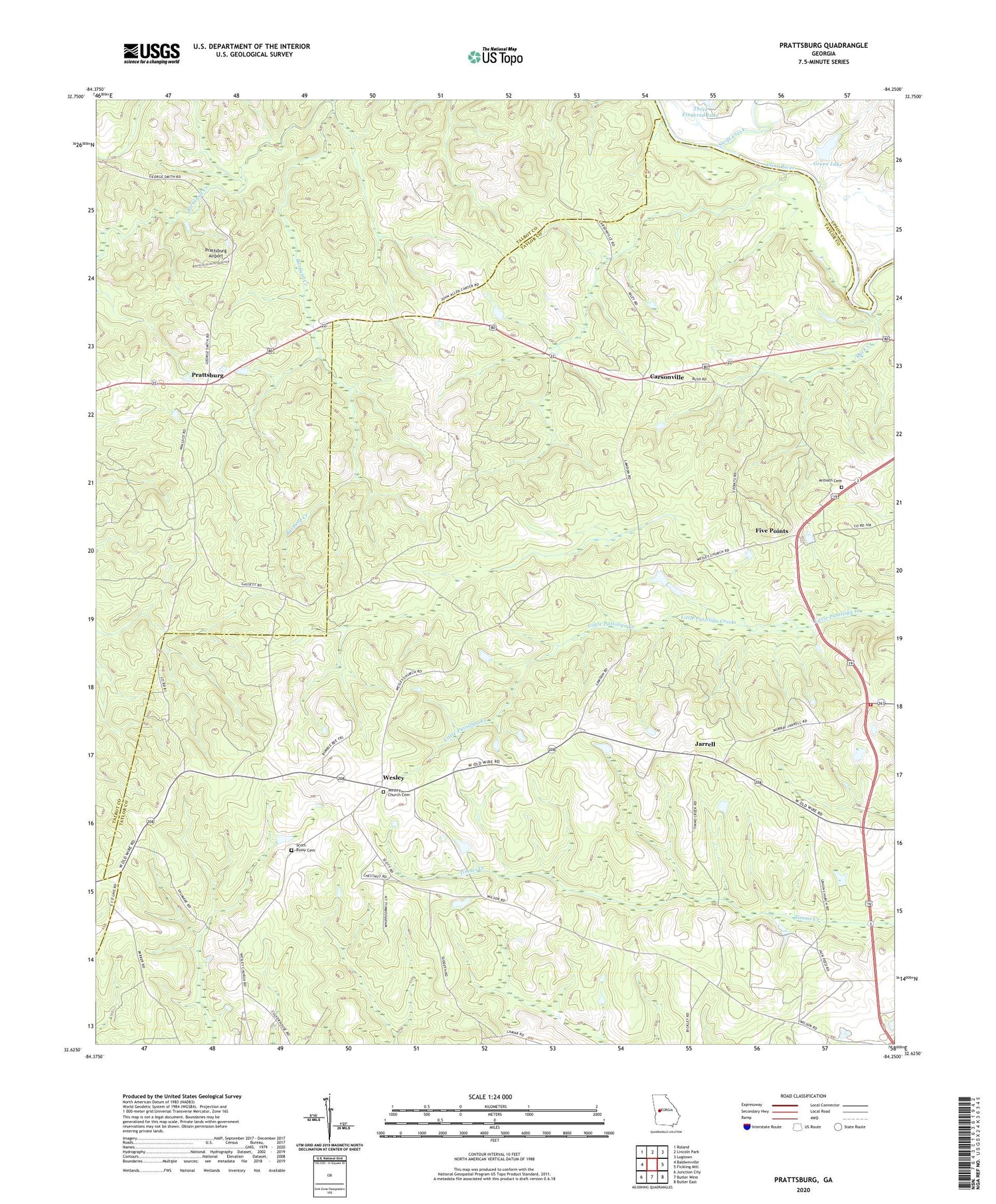 Prattsburg Georgia US Topo Map Image