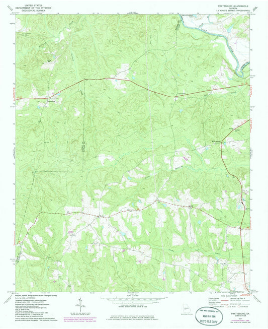 Classic USGS Prattsburg Georgia 7.5'x7.5' Topo Map Image