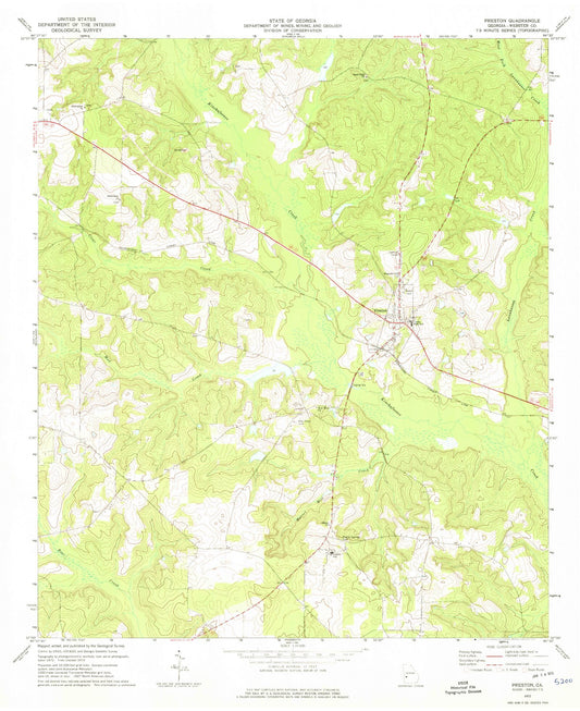 Classic USGS Preston Georgia 7.5'x7.5' Topo Map Image