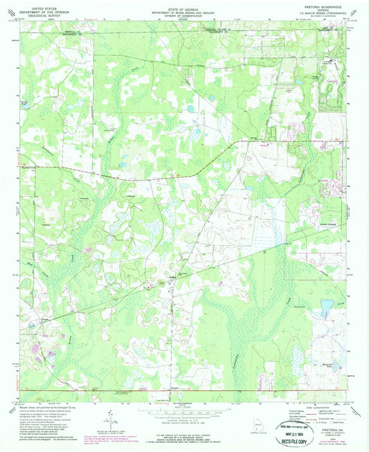 Classic USGS Pretoria Georgia 7.5'x7.5' Topo Map Image