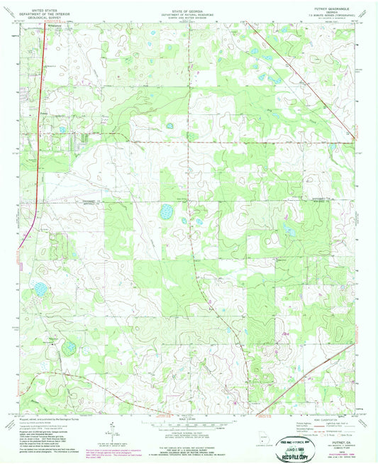 Classic USGS Putney Georgia 7.5'x7.5' Topo Map Image