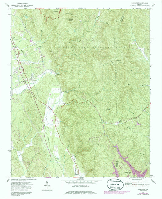 Classic USGS Ramhurst Georgia 7.5'x7.5' Topo Map Image